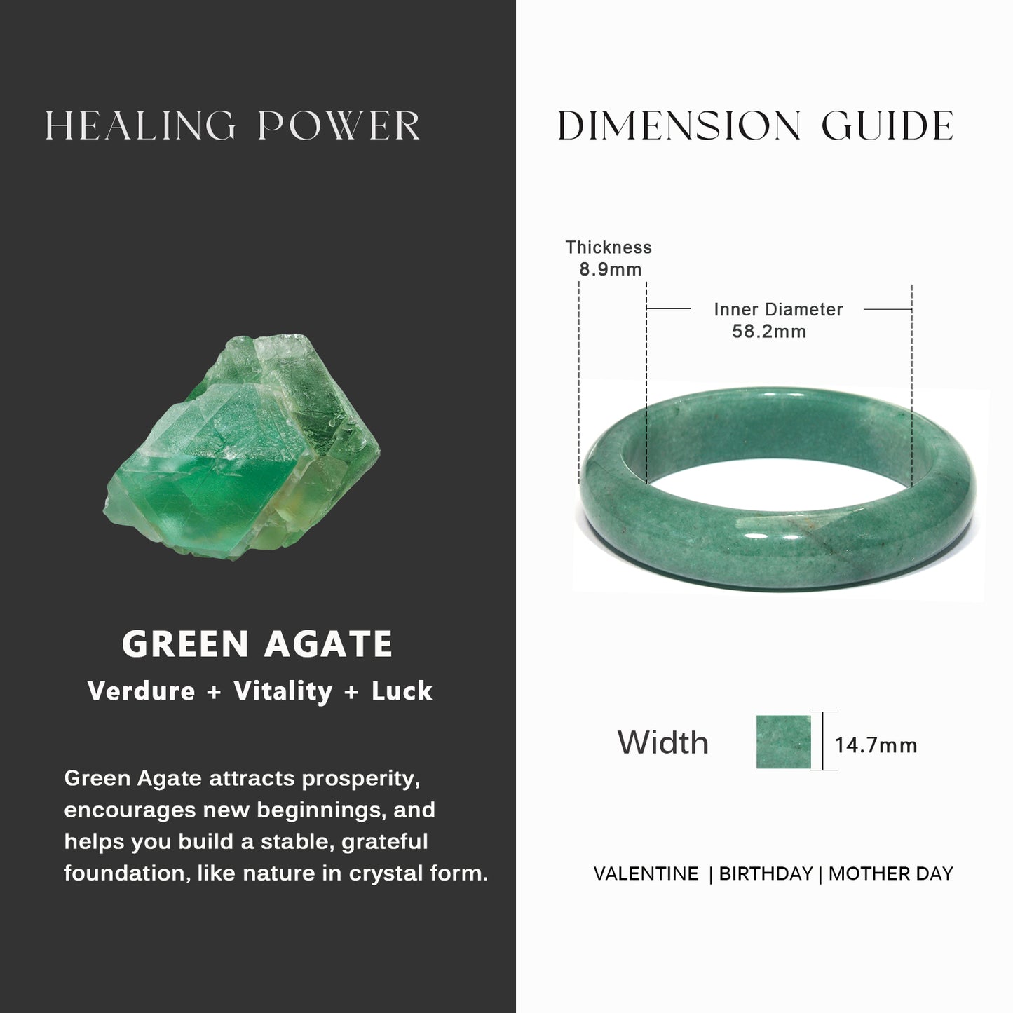 19 Natural Green Agate Bangle