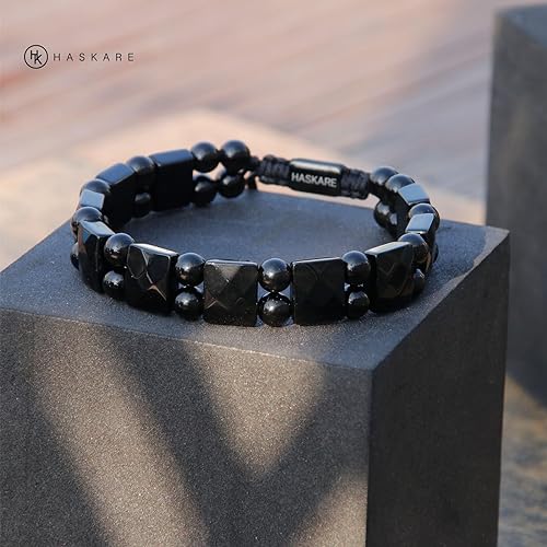 Black Obsidian Flated Bead Bracelet