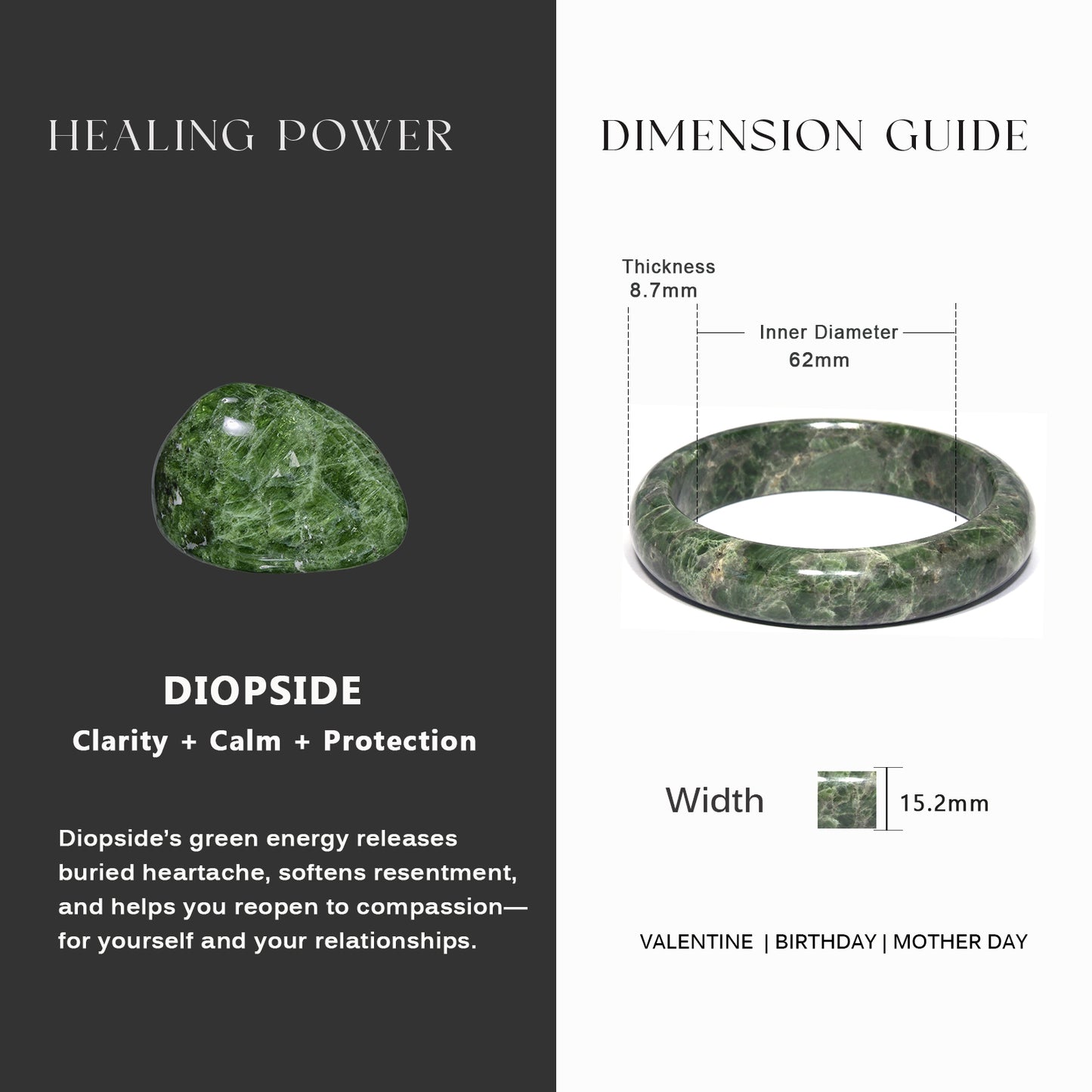 22 Natural Diopside Bangle