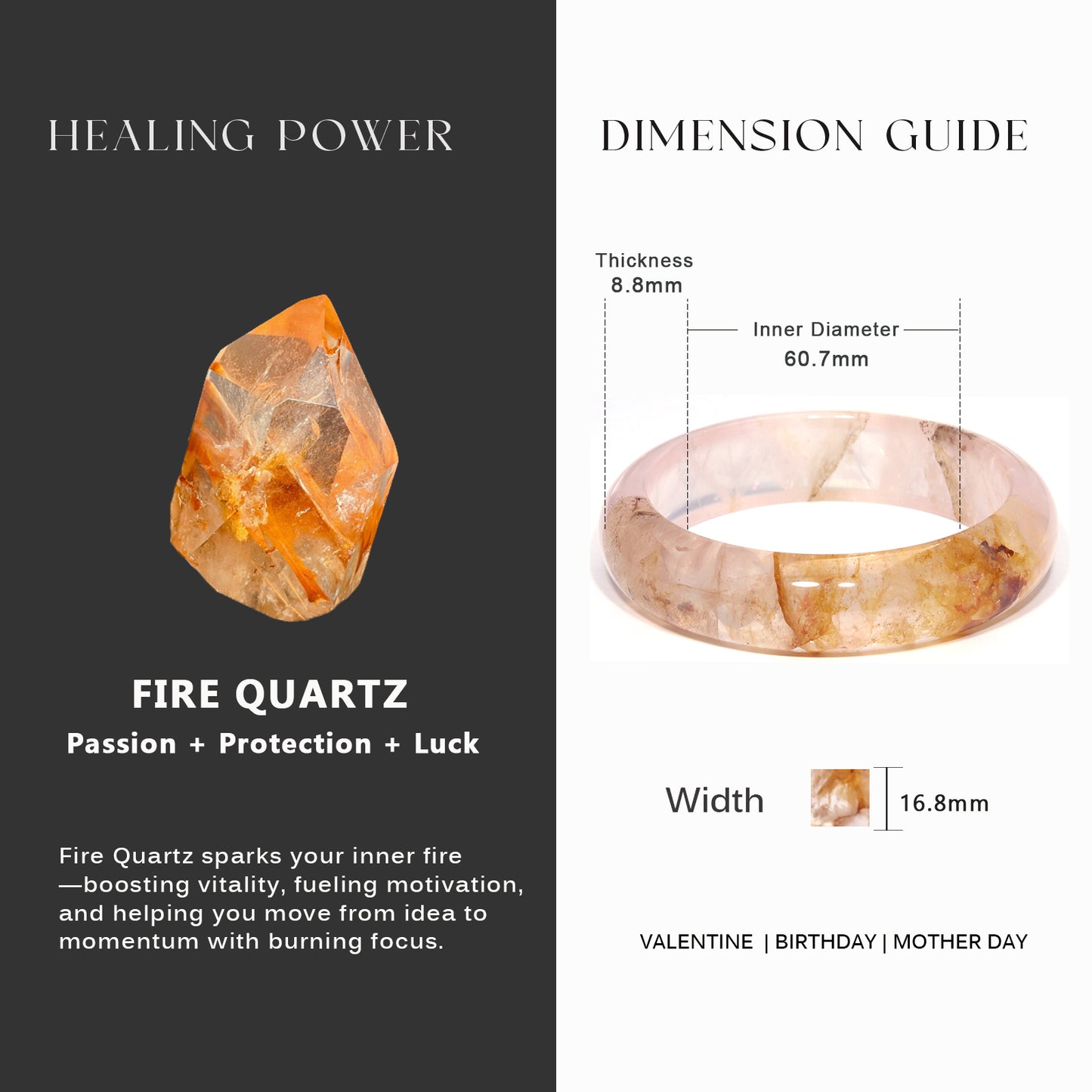 26 Natural Fire Quartz Bangle