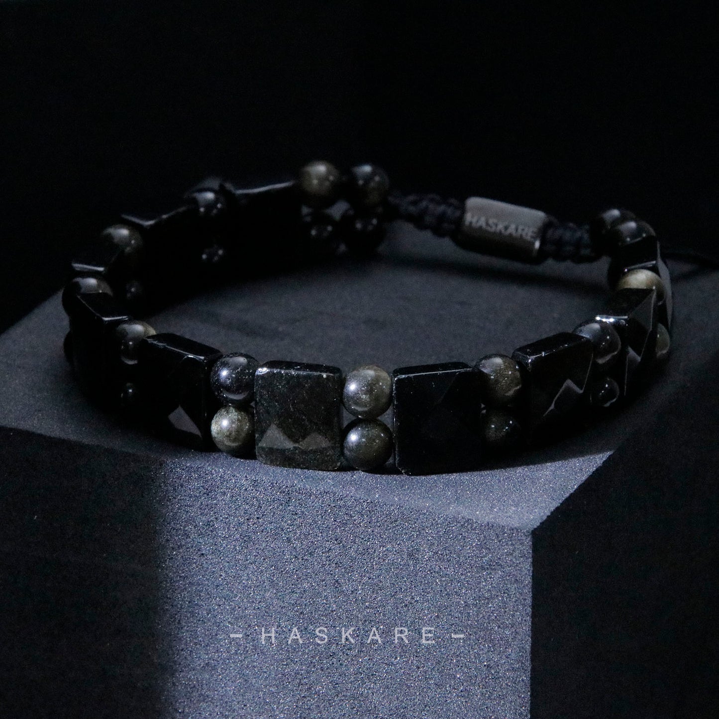 Golden Obsidian Flatbead Track Bracelet