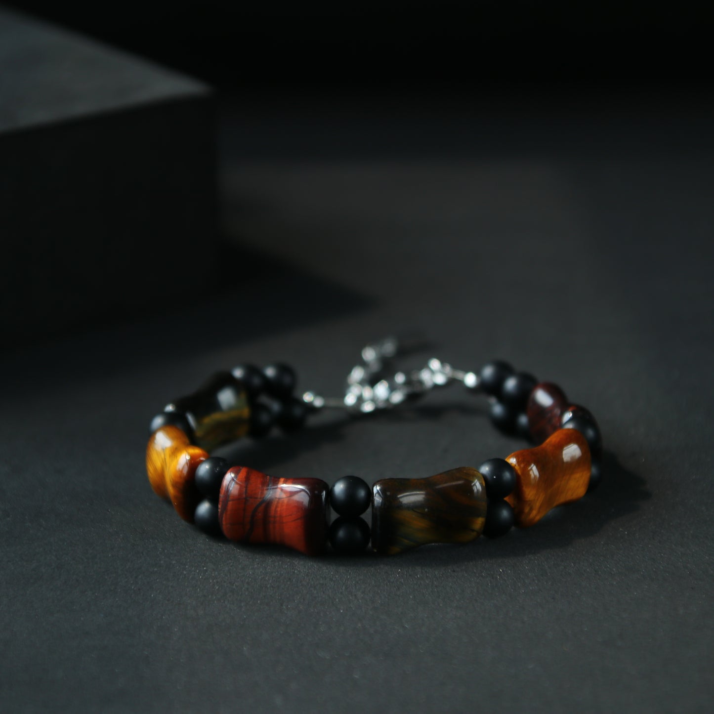 7.5"Multicolored Tiger Eye Durable Wire Bracelet