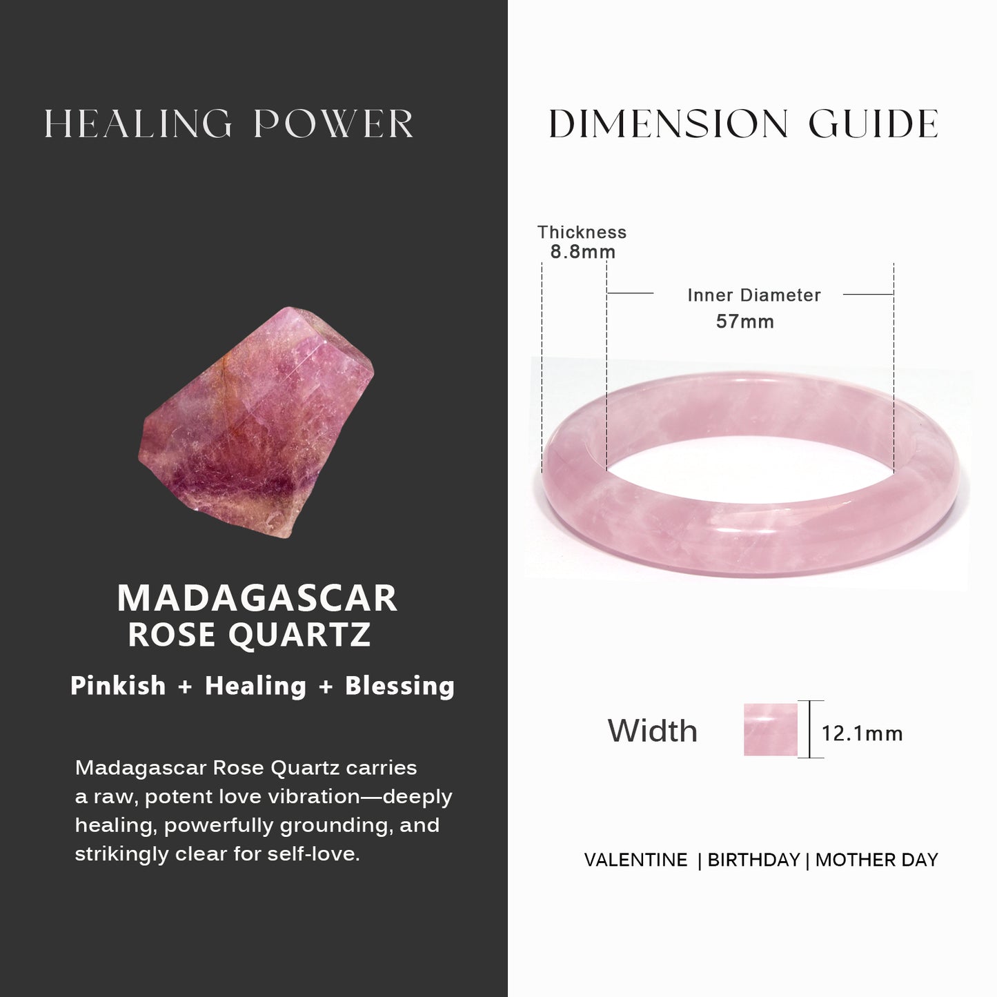 36 Madagascar Rose Quartz Bangle