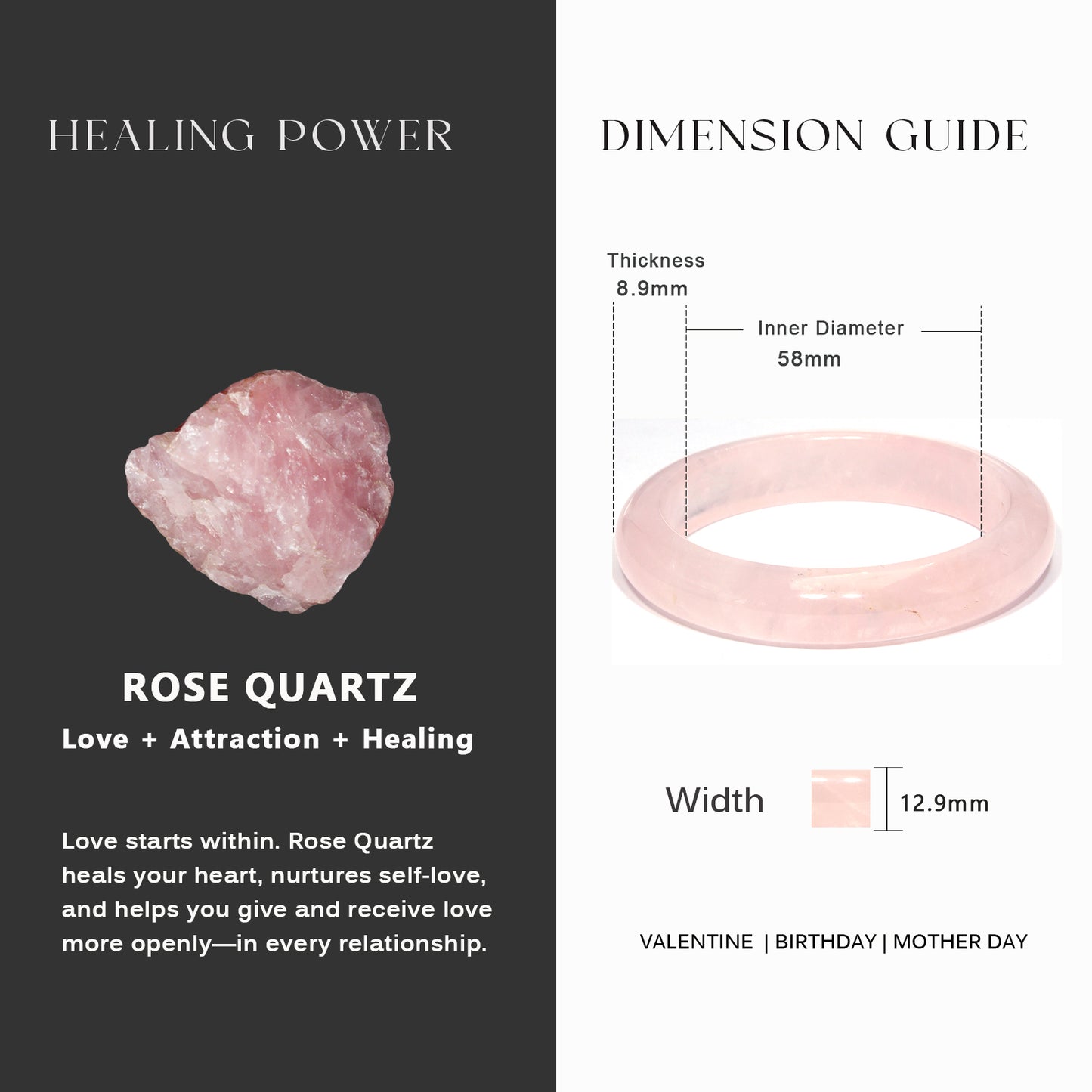 39 Natural Rose Quartz Bangle