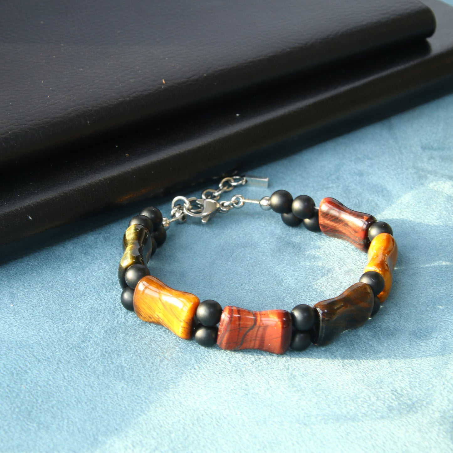 7.5"Multicolored Tiger Eye Durable Wire Bracelet