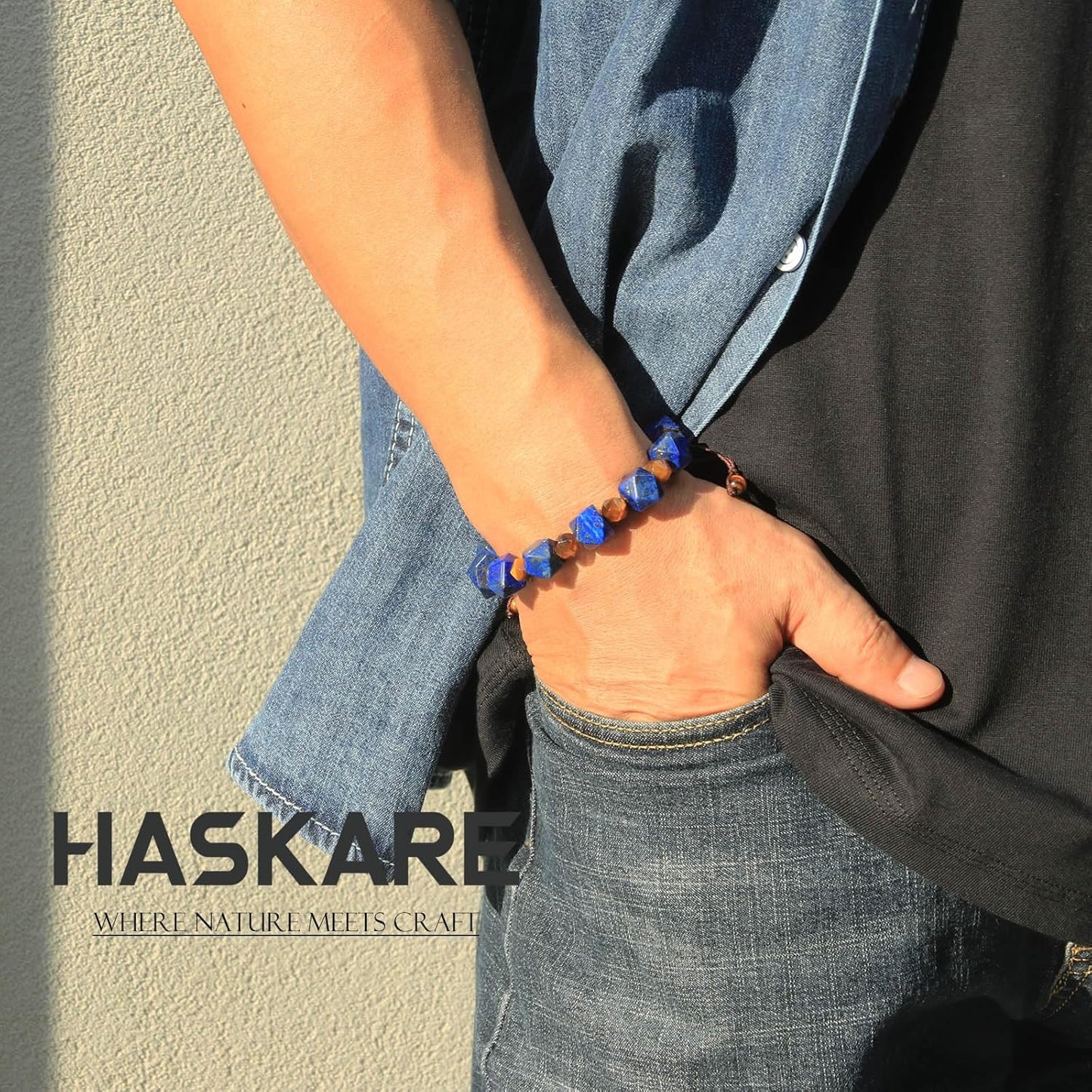 7.5"Tiger Eye Lapis Lazuli Bracelet