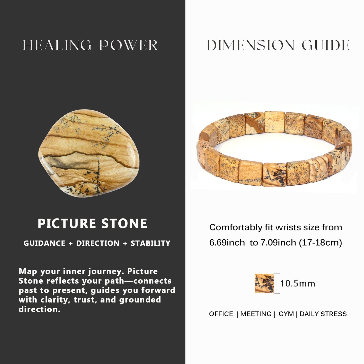 Square-shaped Picture Stone Bracelet