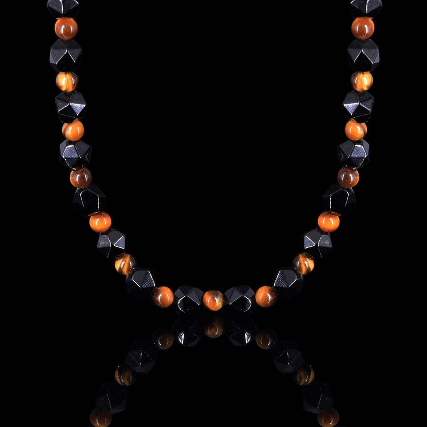 Tiger Eye Obsidian Faceted Necklace Choker Necklace 19"