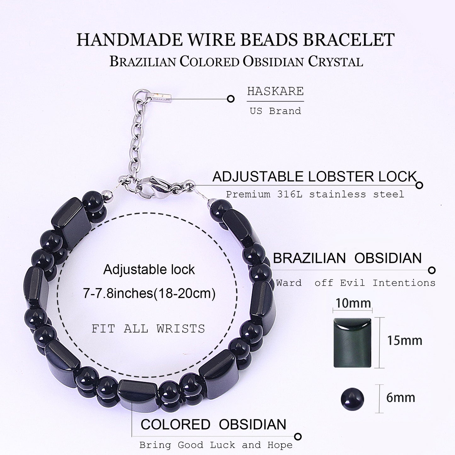 7.5"Guardian Rainbow Obsidian Bracelet