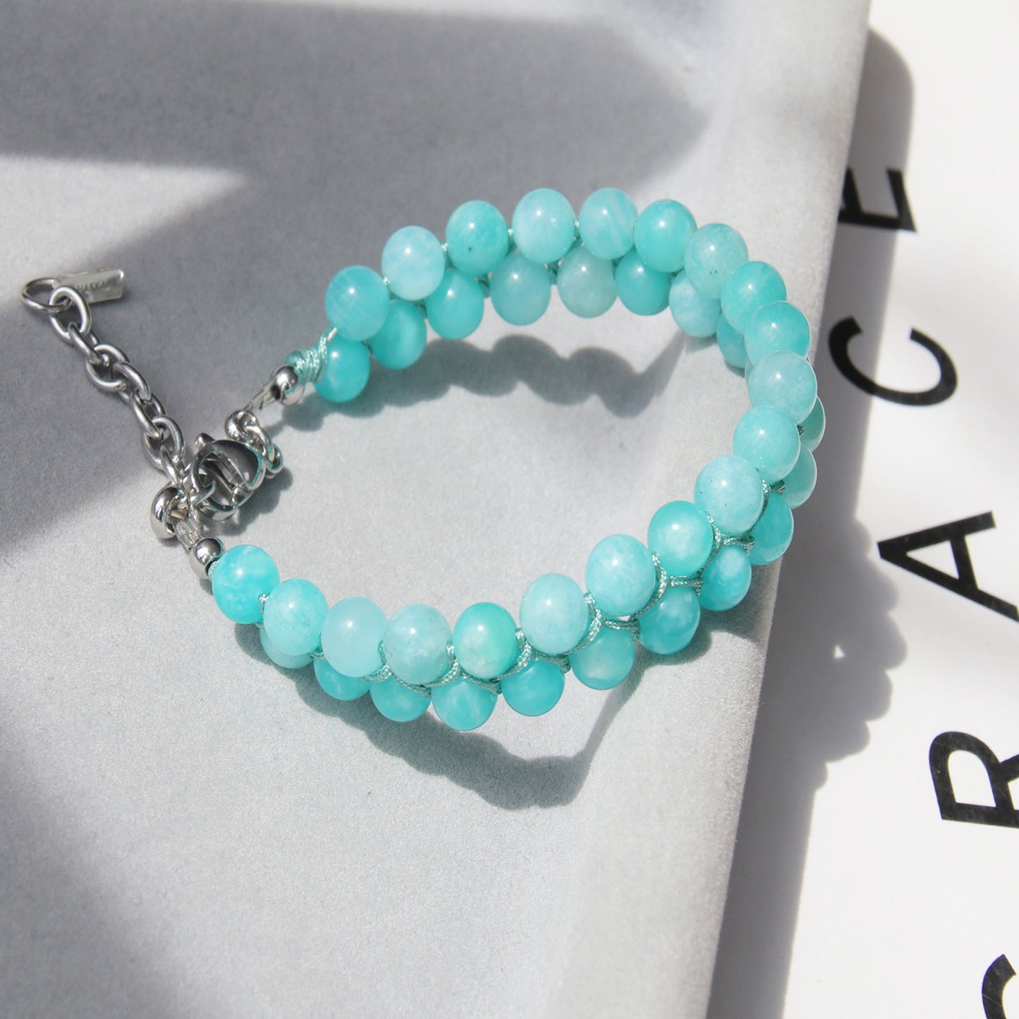 7"Blue Amazonite Beaded Bracelet