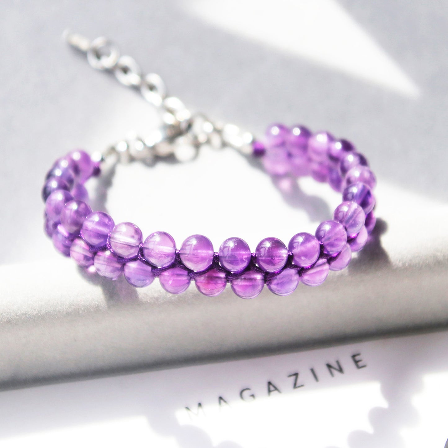 7" Amethyst Bead Bracelet