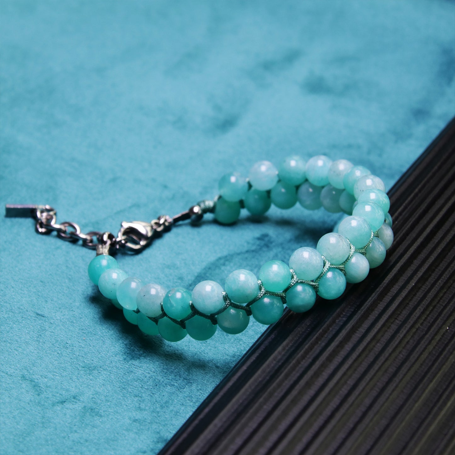7"Blue Amazonite Beaded Bracelet