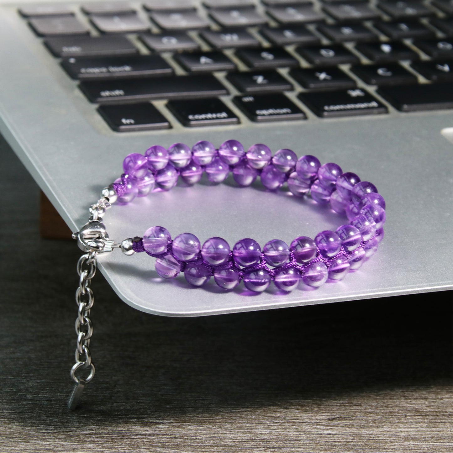 7" Amethyst Bead Bracelet