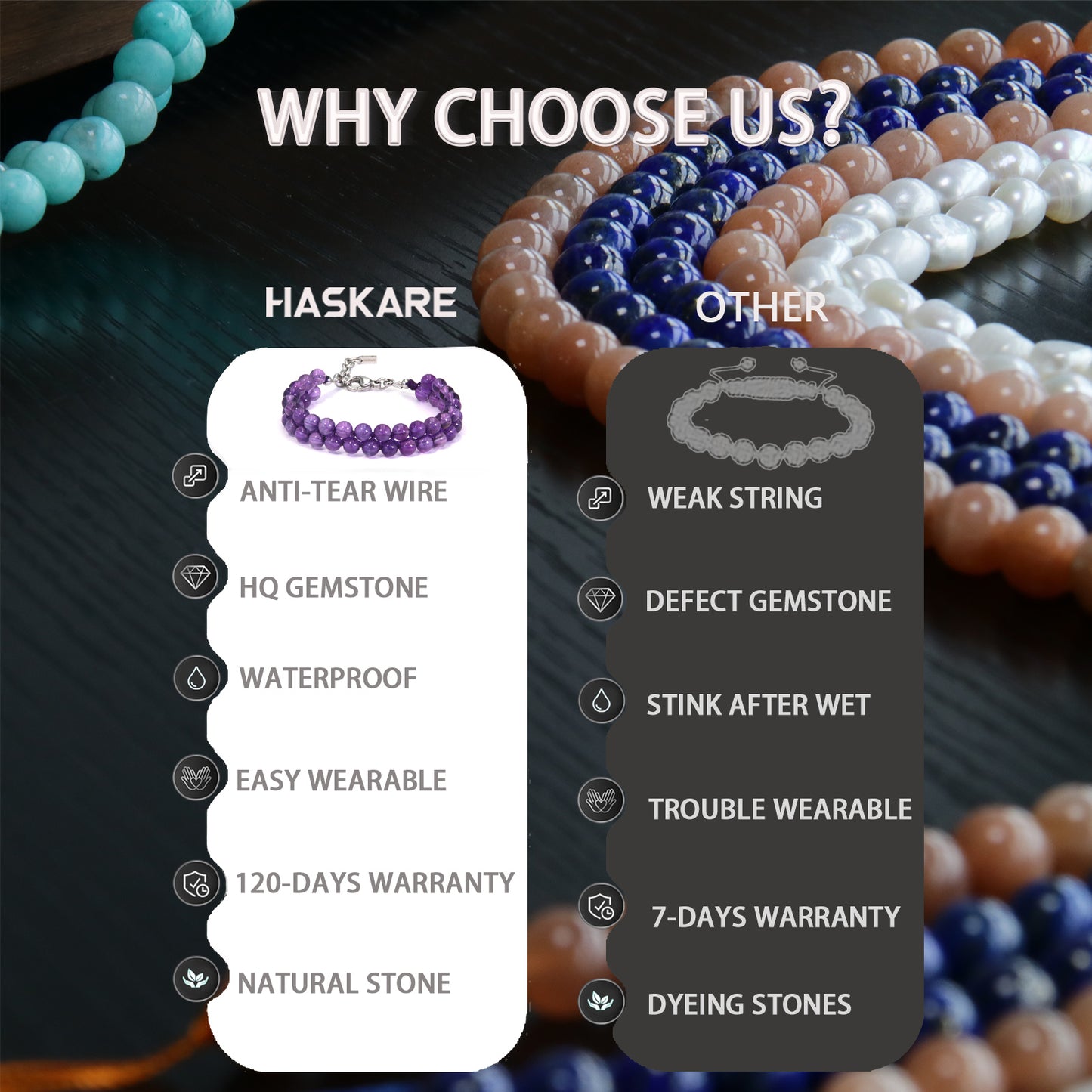 7" Amethyst Bead Bracelet