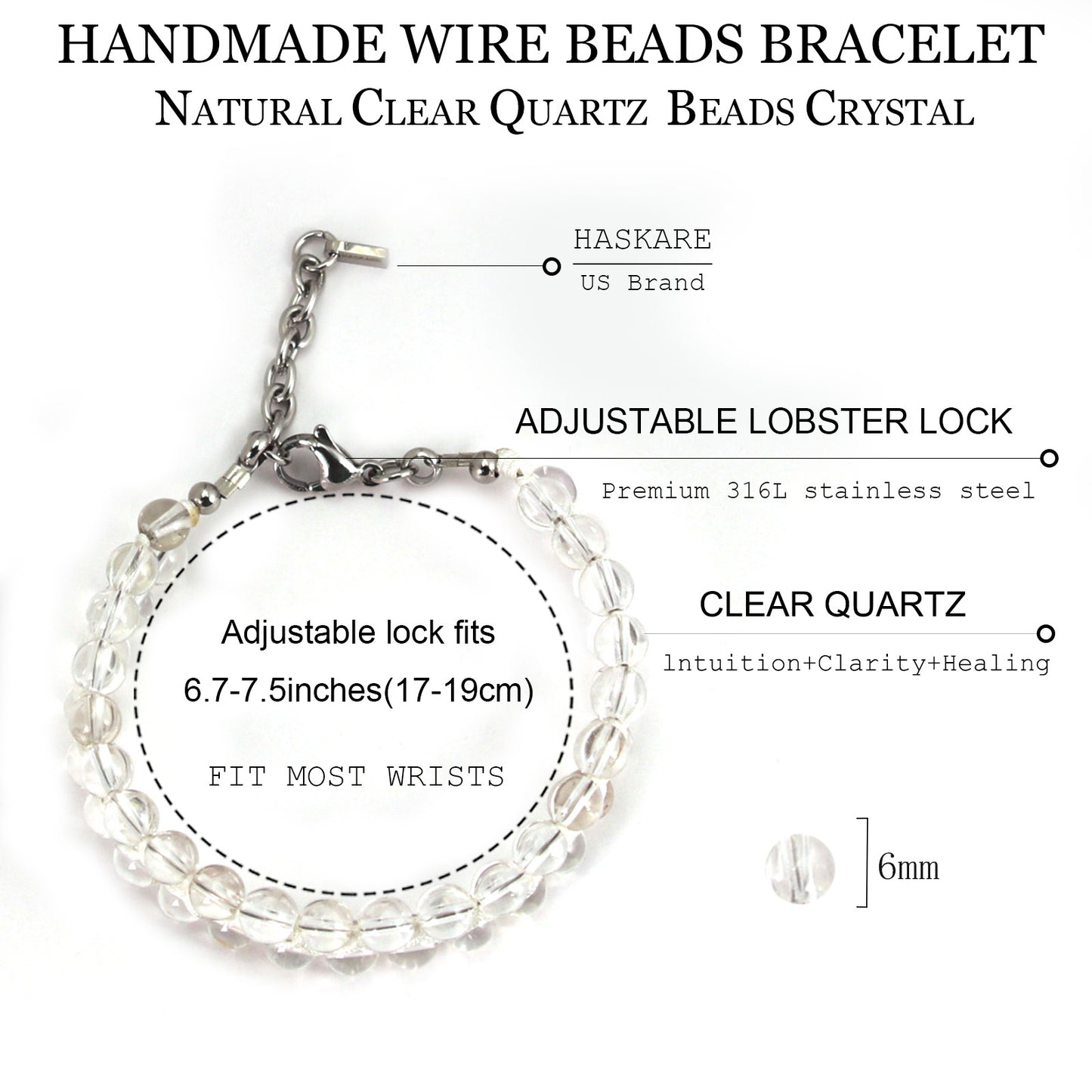 7"Clear Quartz Bracelet