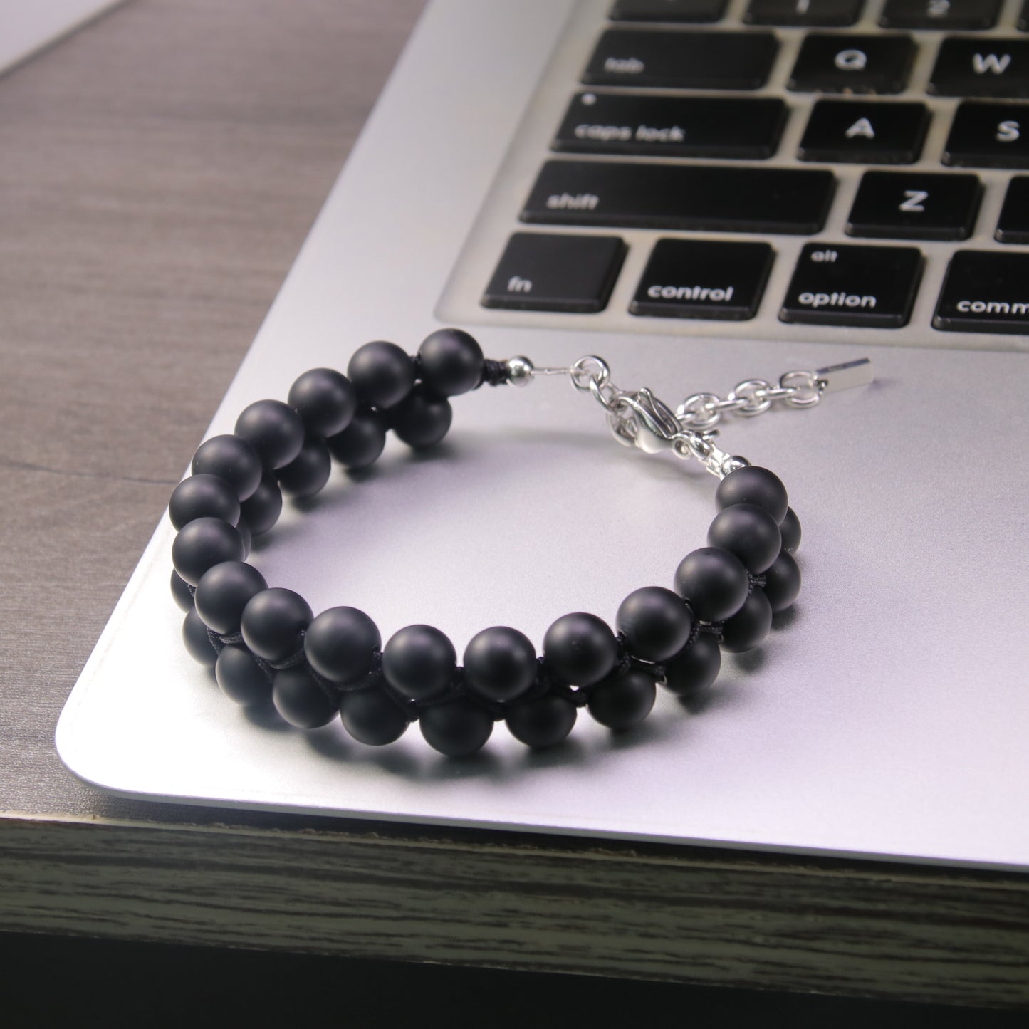 7"Matt Onyx Bracelet 2Row