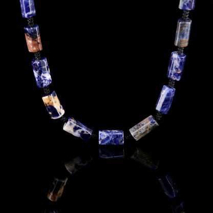 Mens Blue Sodalite Necklace  (23.6-24.8 inches)