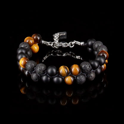 7.5"Triple Protection Bracelet( Tiger Eye Lava Onyx)