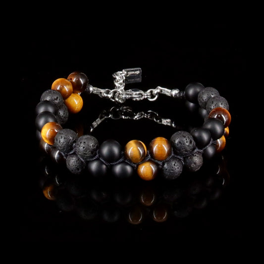 7.5"Triple Protection Bracelet( Tiger Eye Lava Onyx)