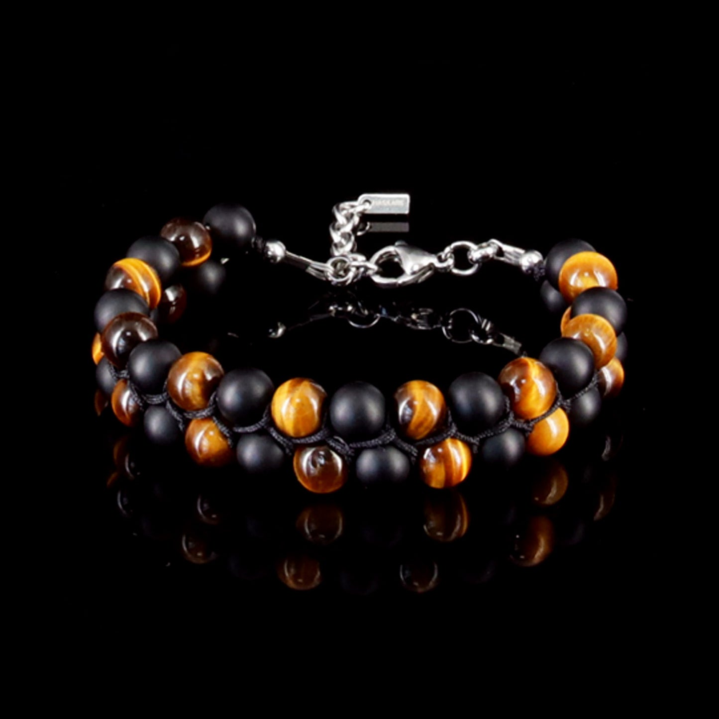 8"Tigers Eye Matt Onyx Bracelet
