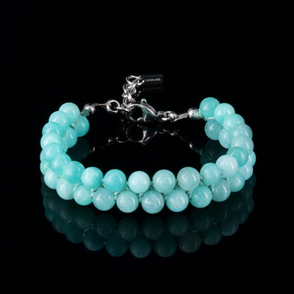 7"Blue Amazonite Beaded Bracelet