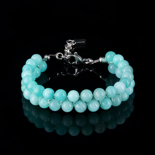 7"Blue Amazonite Beaded Bracelet