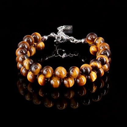 7"Tigers Eye Bracelet 2Row (316L Stainless Steel)