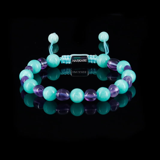 Amazonite & Amethyst Mix Bead Bracelet (8mm)