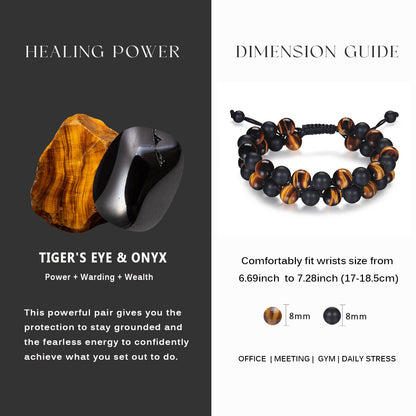 Tiger Eye Onyx Bracelet Stacked (8mm)