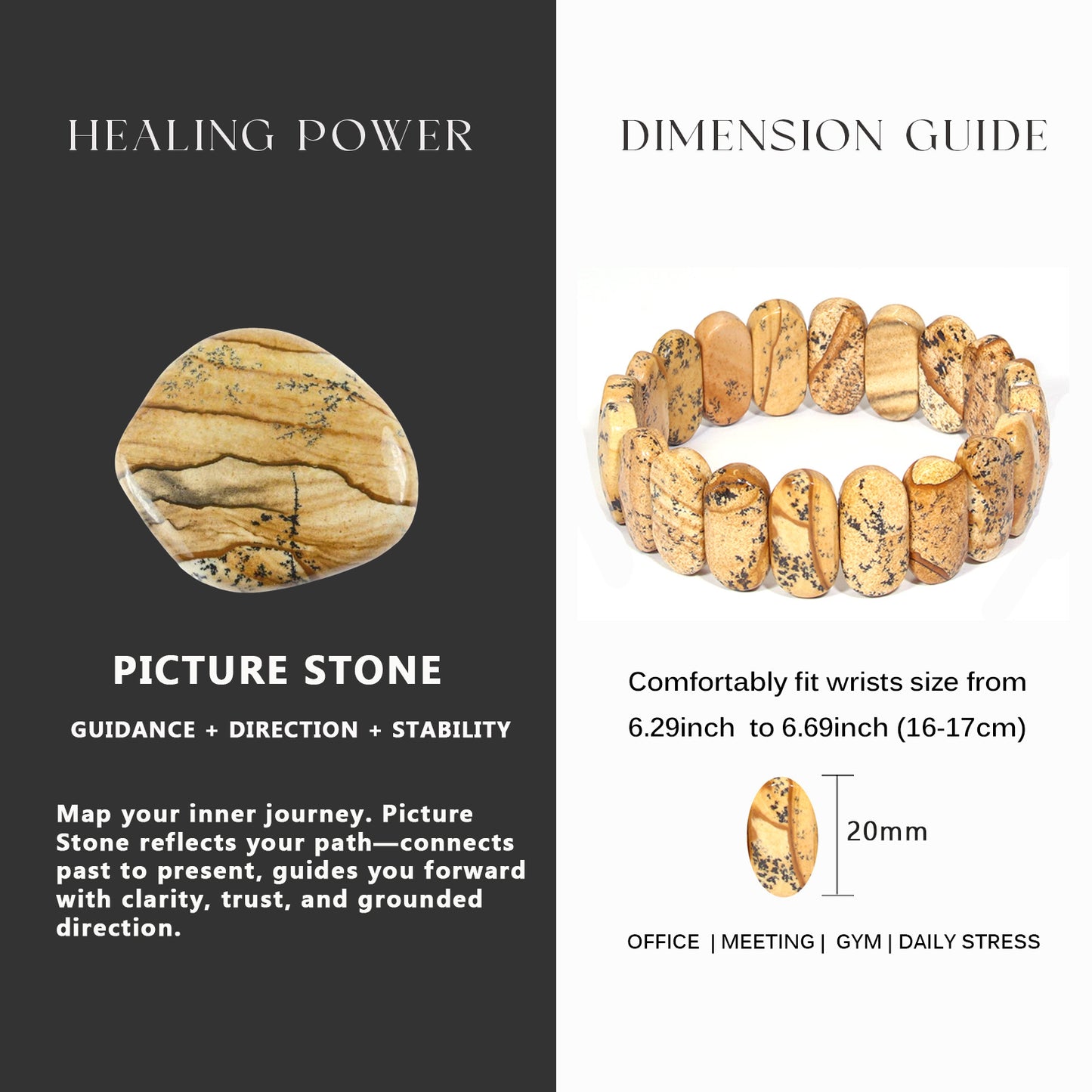 Oval-shaped painted stone bracelet