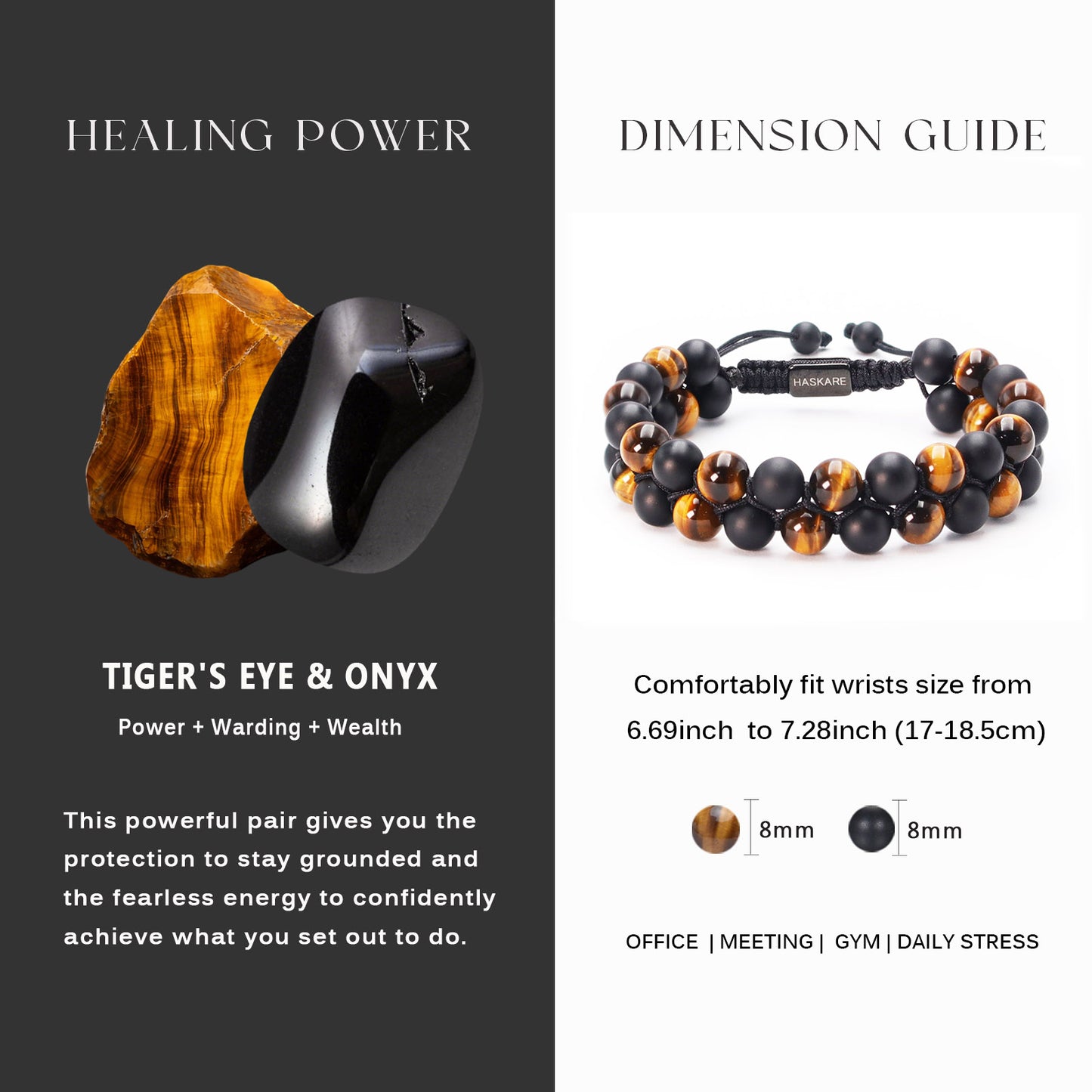 Tiger Eye & Lava Beaded Bracelet Stacked (8mm)