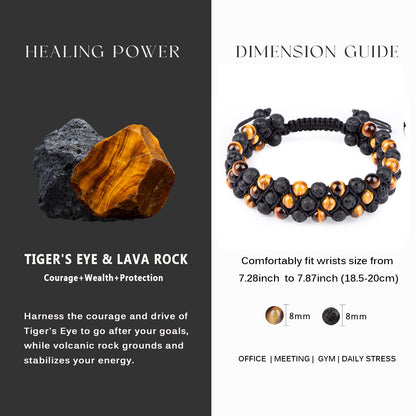 Triple Lava Tiger Eye Evil Eye Stacked (8mm)