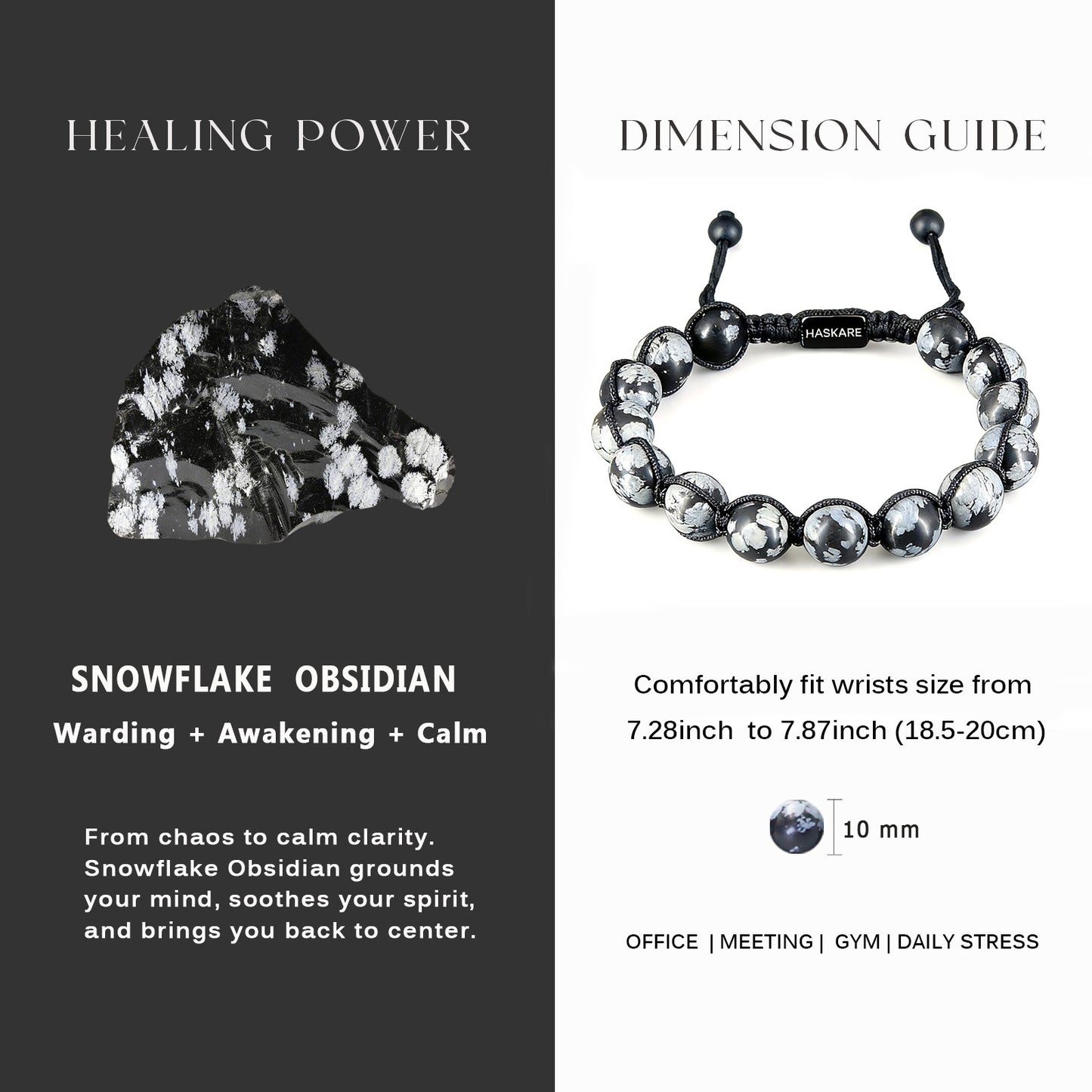 Snowflake Obsidian Bracelet (10mm)