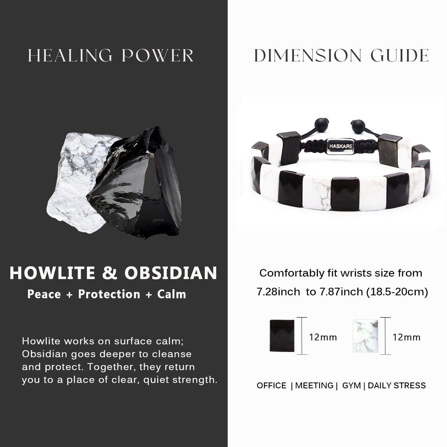 Howlite & Golden Obsidian Flatbead Track Bracelet