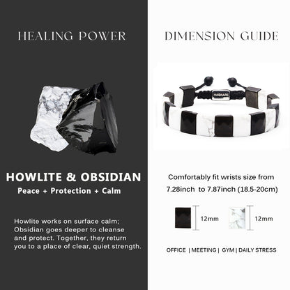 Howlite & Golden Obsidian Flatbead Track Bracelet