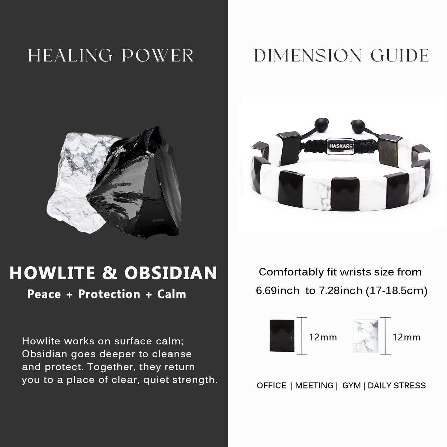 Howlite & Golden Obsidian Flatbead Track Bracelet