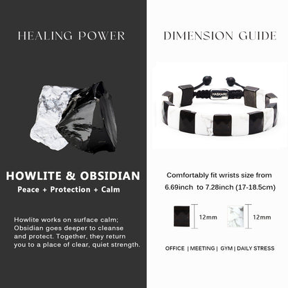 Howlite & Golden Obsidian Flatbead Track Bracelet