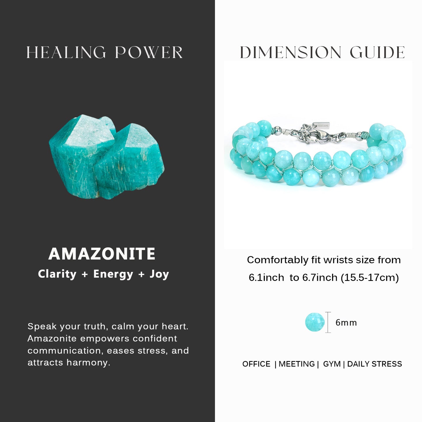 7"Blue Amazonite Beaded Bracelet