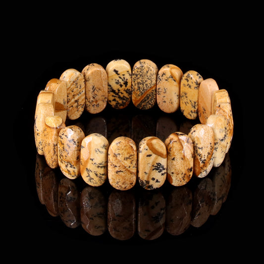 Oval-shaped painted stone bracelet