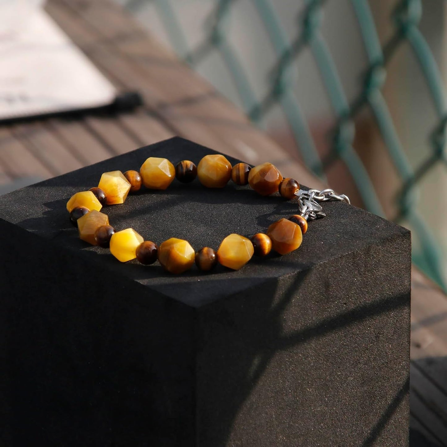 Golden Tiger Eye  Bracelet Durable Wire Strand 7.5"