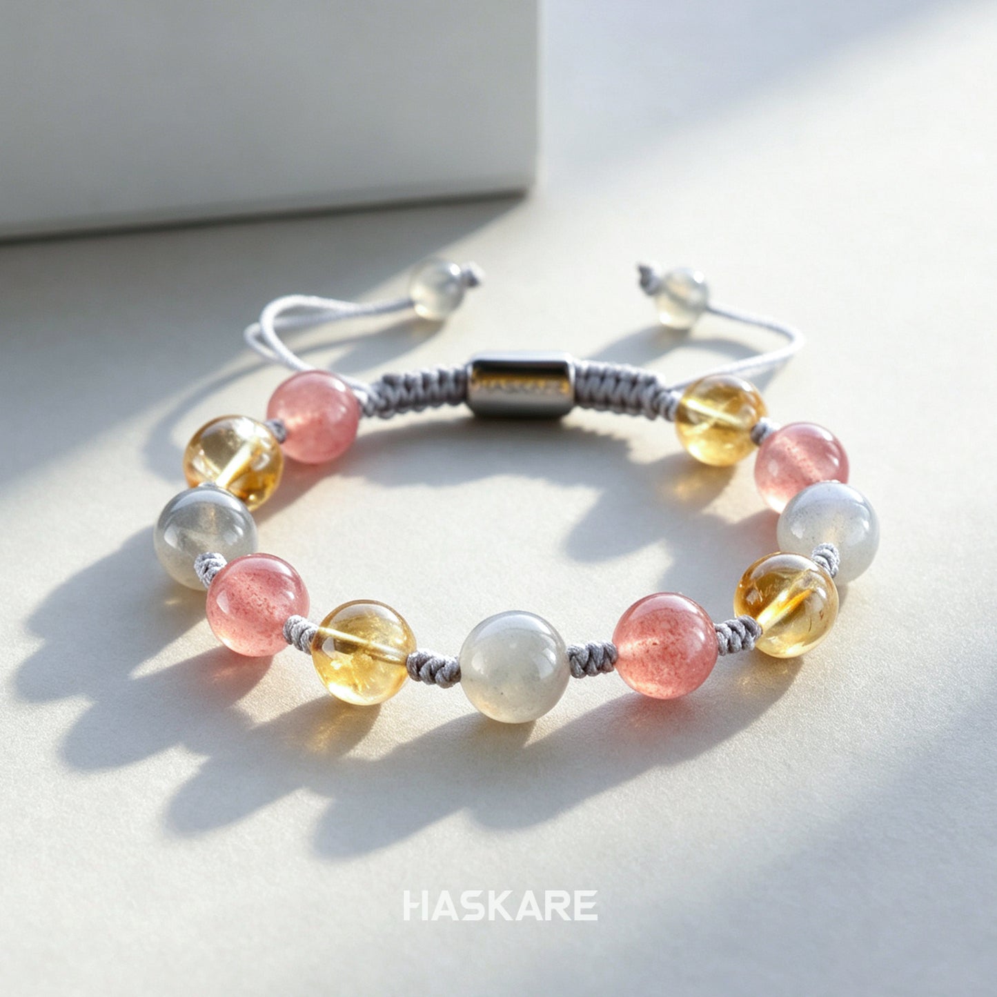 Citrine, Strawberry Quartz, and Tourmaline Bracelet