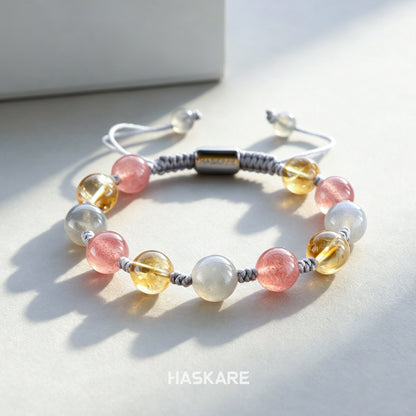 Citrine, Strawberry Quartz, and Tourmaline Bracelet