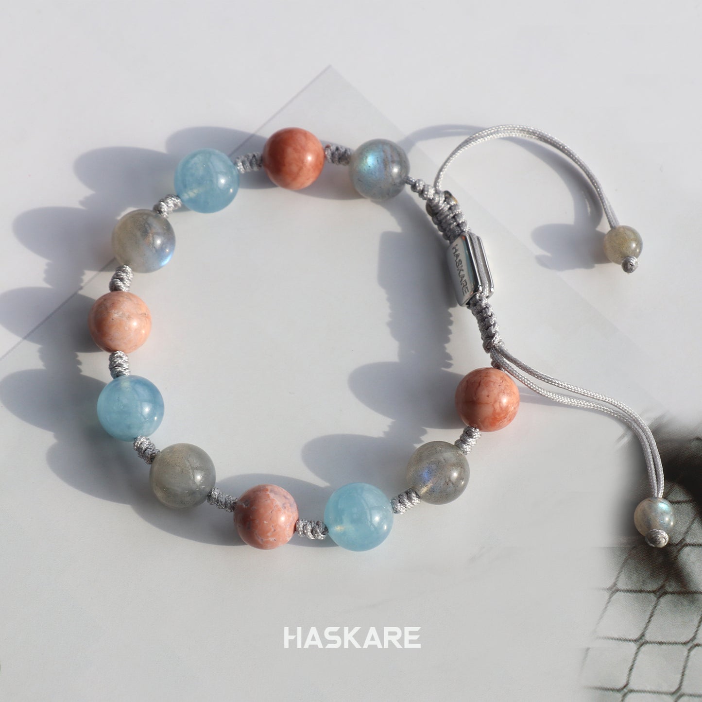 Amethyst, Strawberry Quartz, and Clear Quartz Bracelet