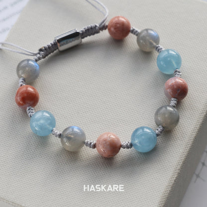 Amethyst, Strawberry Quartz, and Clear Quartz Bracelet