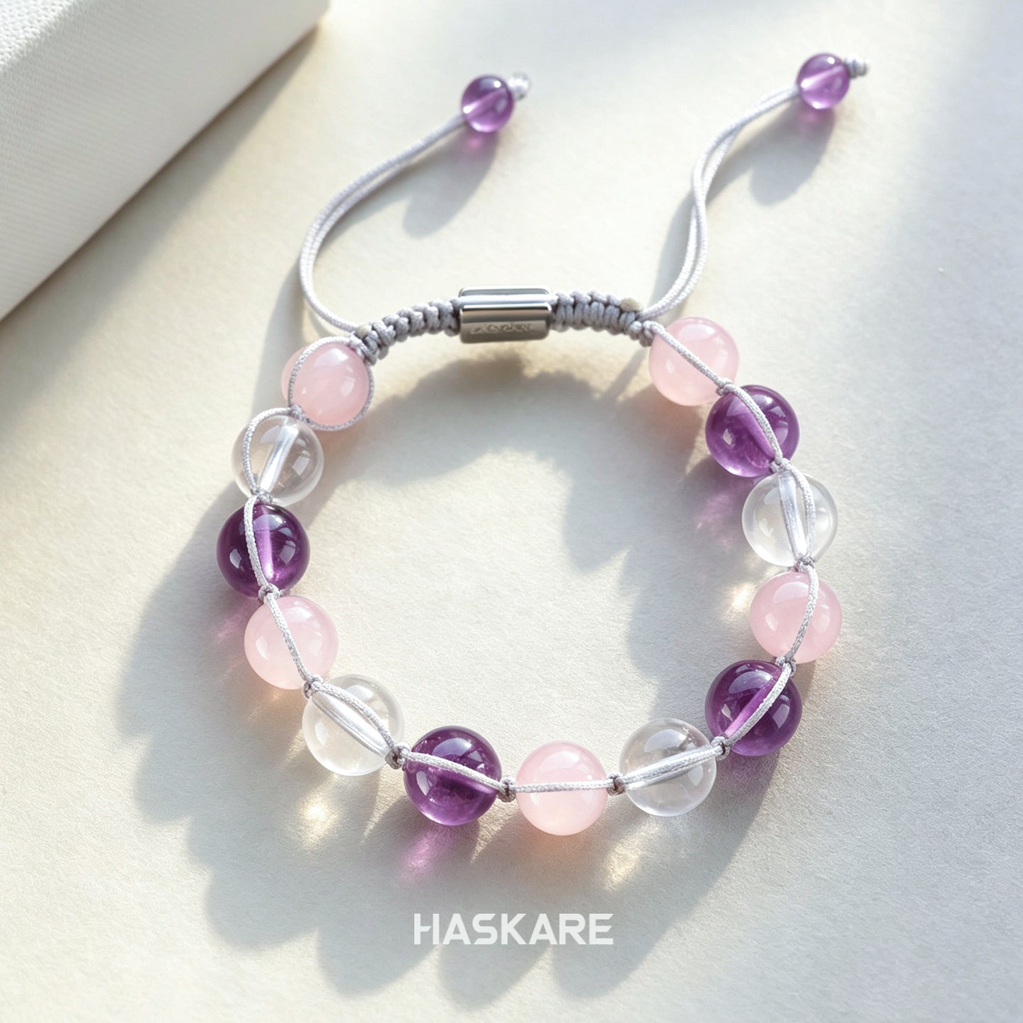 Ampel Bracelet with Amethyst, Clear Quartz, and Rose Quartz