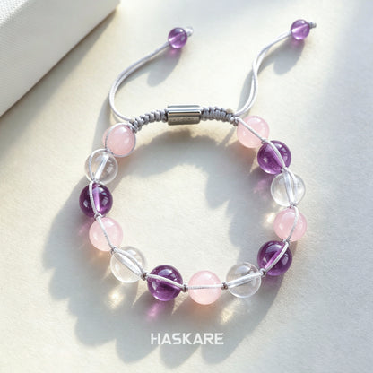 Ampel Bracelet with Amethyst, Clear Quartz, and Rose Quartz
