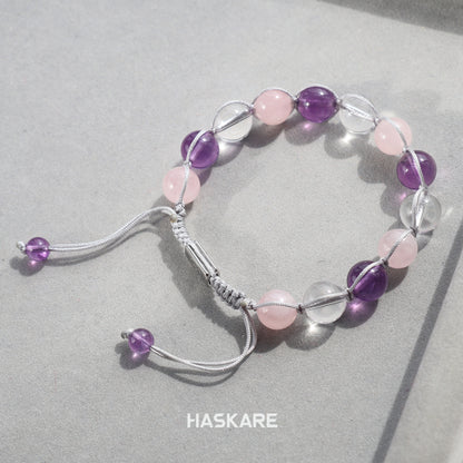 Ampel Bracelet with Amethyst, Clear Quartz, and Rose Quartz