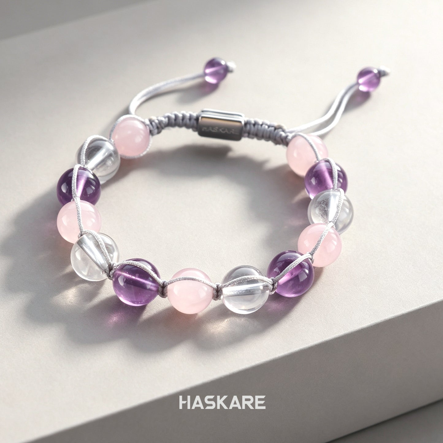 Ampel Bracelet with Amethyst, Clear Quartz, and Rose Quartz