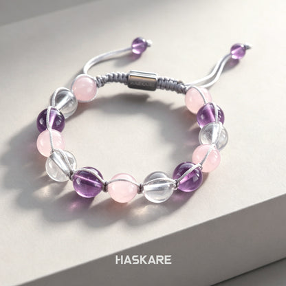 Ampel Bracelet with Amethyst, Clear Quartz, and Rose Quartz