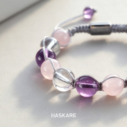 Ampel Bracelet with Amethyst, Clear Quartz, and Rose Quartz